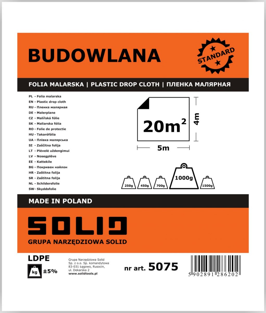 Solid Folia Budowlana Ldpe 4x5m (5075)