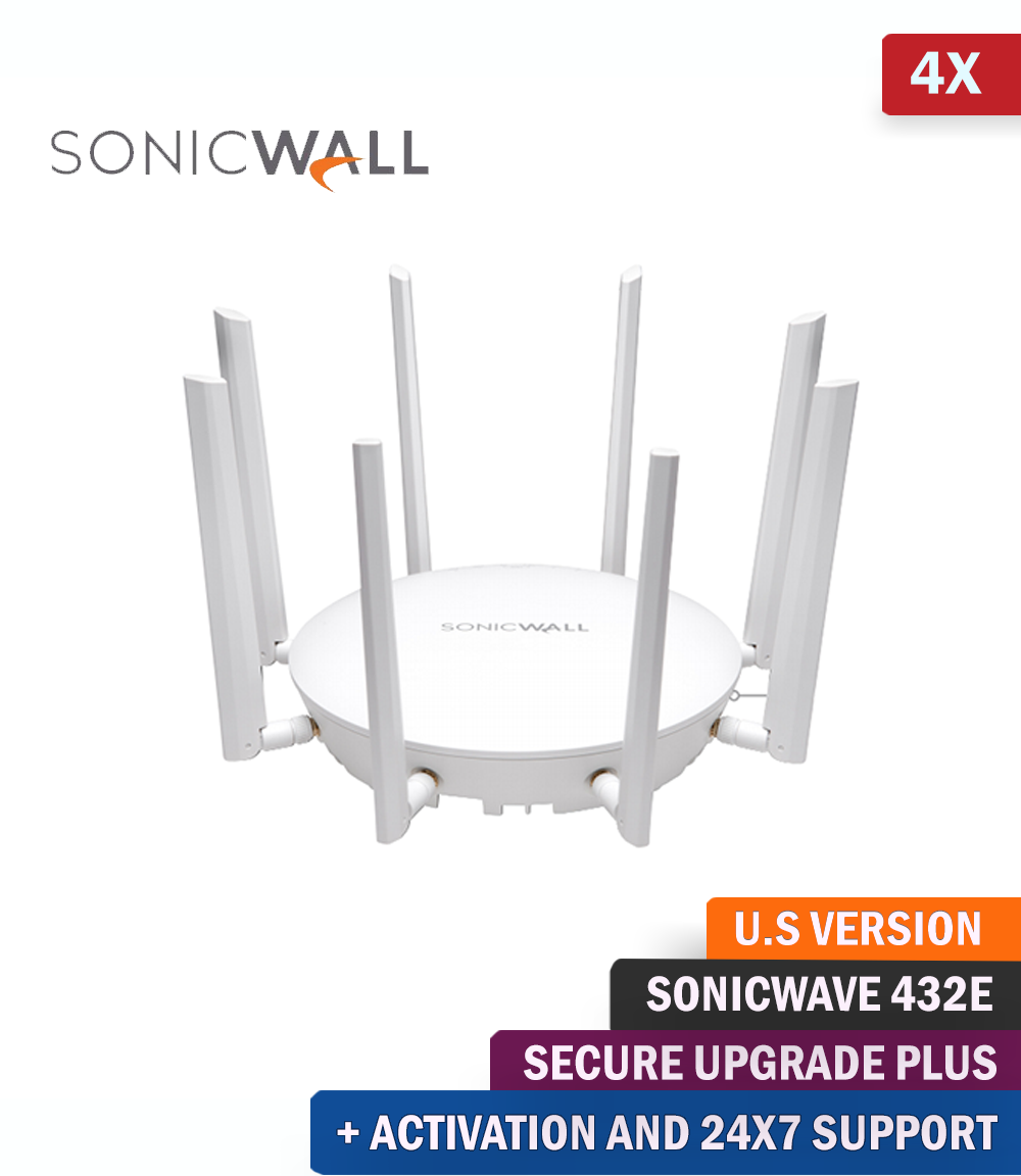 SonicWall SonicWave 432E 5YR Wireless AP 4Pack Secure Upgr Plus with Secure Cloud Wifi Mgmt and Supp 01-SSC-2564