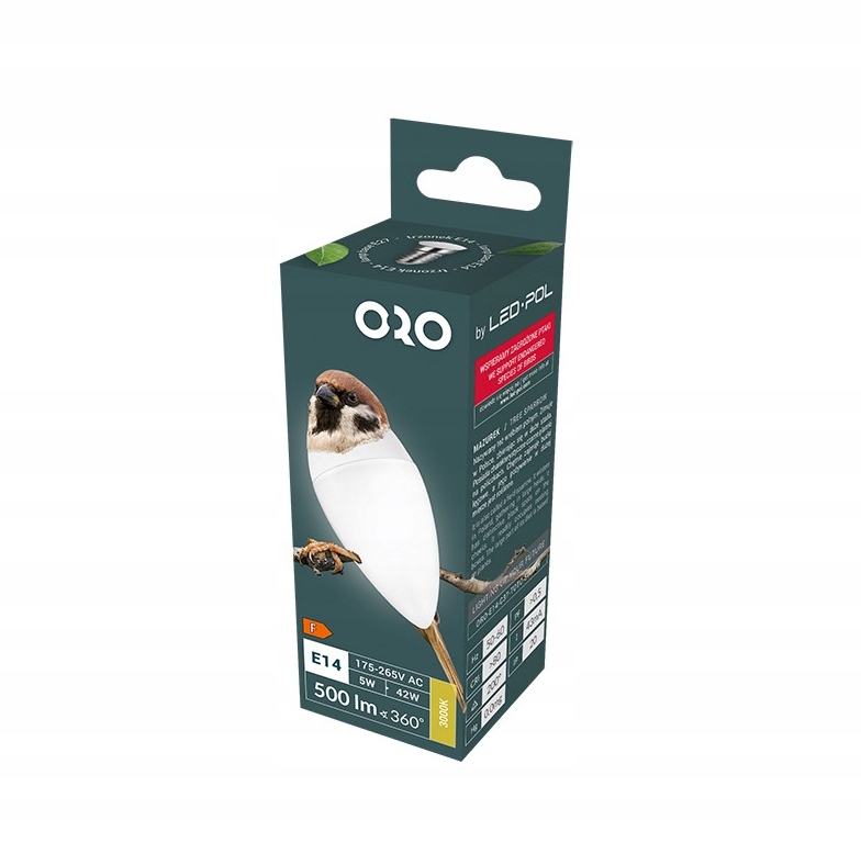 Żarówka LED świeczka E14 5W Bd Toto C37 ORO03072