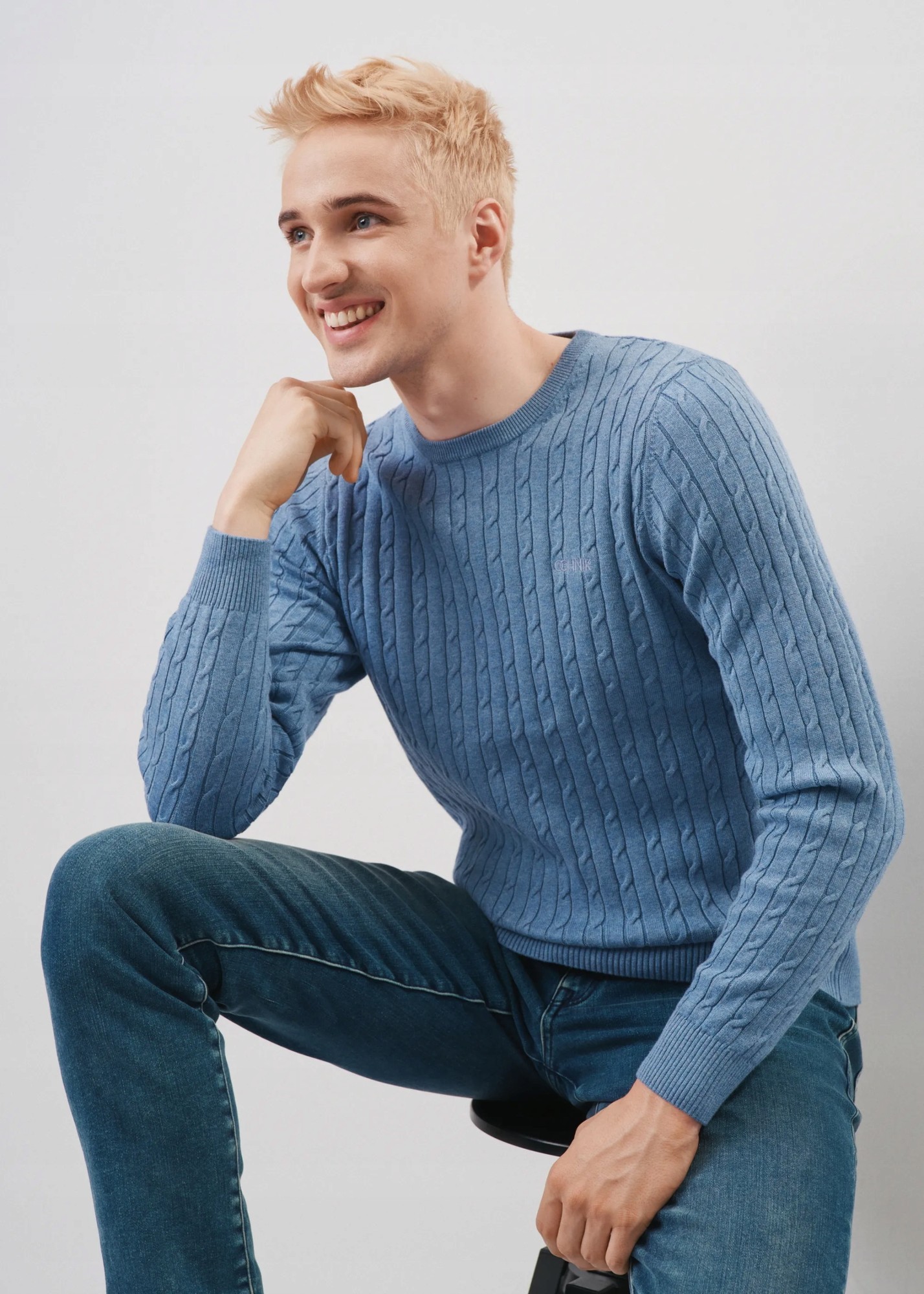Ochnik Niebieski Sweter Męski SWEMT-0134-62 R. 3XL