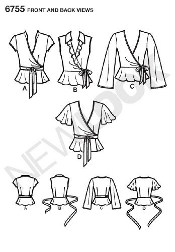 New Look Sewing Pattern 6755 Misses Tops, Size a (8-10-12-14-16-18) thumbnail