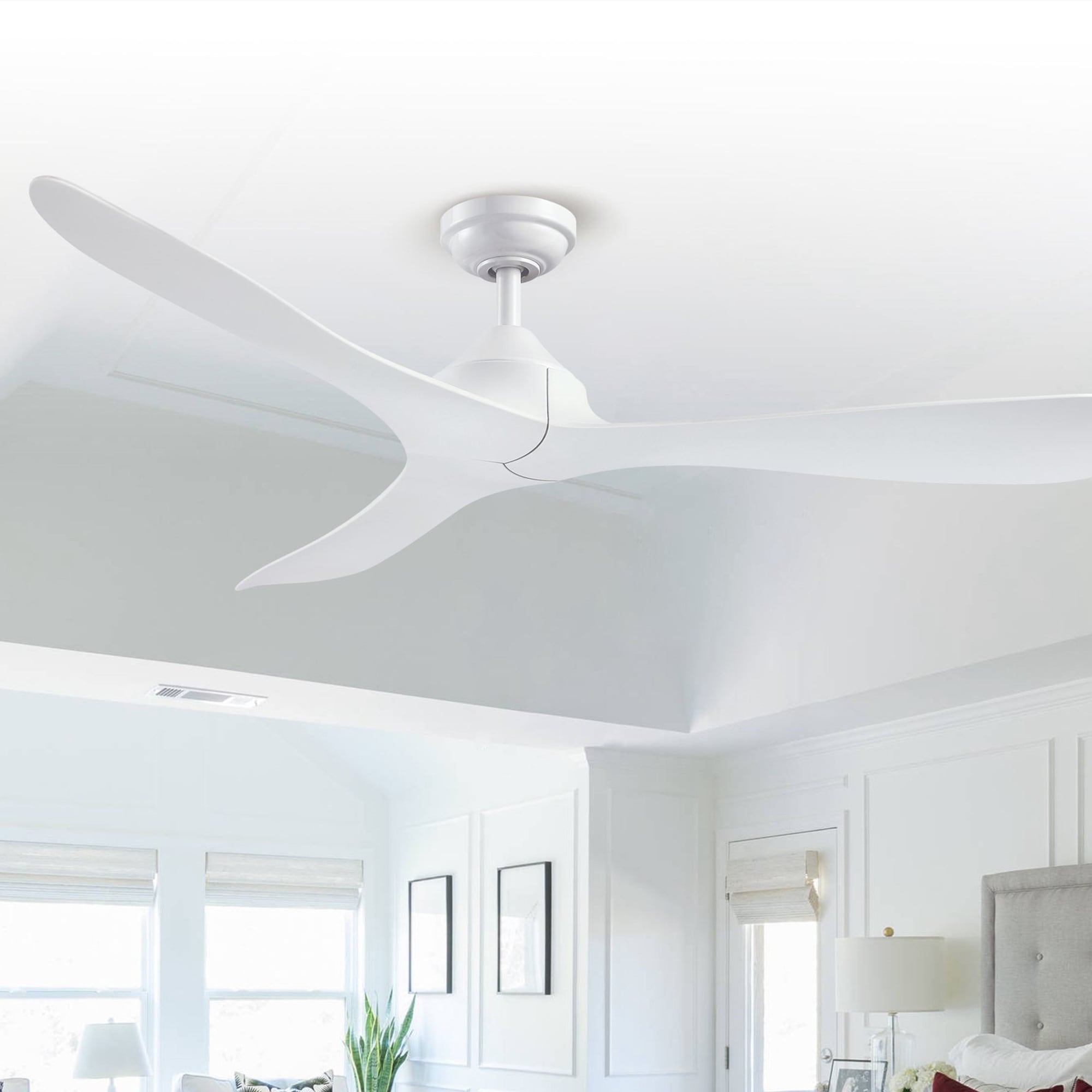 Parrot Uncle 56  Modern Black 3-Blade Propeller DC Ceiling Fan with Remote Matte White