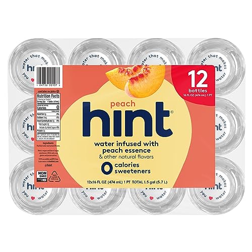 Hint Water Peach, Pure Water Infused with Peach, Zero Sugar, Zero Calories, Zero Sweeteners, Zero Preservatives, Zero Artificial Flavors,16 Fl Oz (Pac thumbnail
