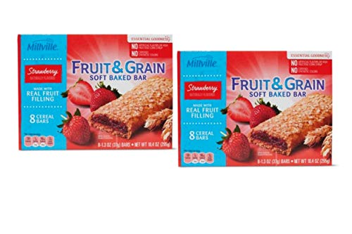 Millville Fruit & Grain Soft Baked Bar Naturally Flavored Real Fruit Filling: Strawberry - 16 Ct.