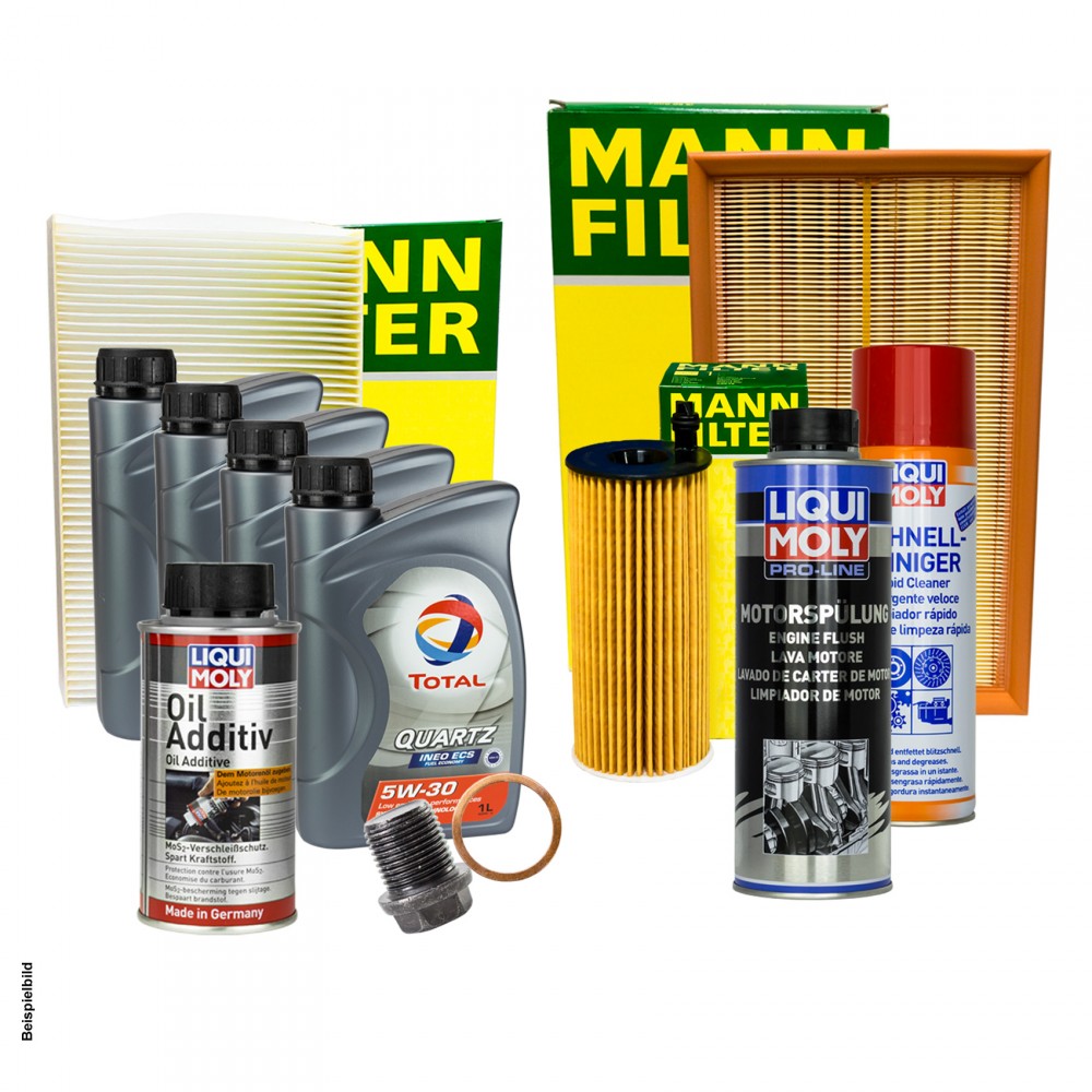 4L Total 5W-30 + Filter + Zubehör SET Peugeot 1007 KM 1.4 HDI