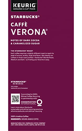 Starbucks Coffee Company Caffe Verona Coffee K-Cup Pods, Dark Roast Ground Coffee K-Cups, Dark Cocoa & Caramelized Sugar Flavor, 32 CT K-Cup Pods/Box thumbnail
