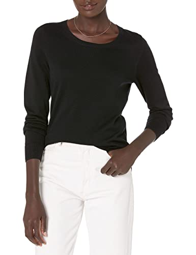 Amazon Essentials Women's Long-Sleeve Lightweight Crewneck Sweater (Available in Plus Size), Black, 3X