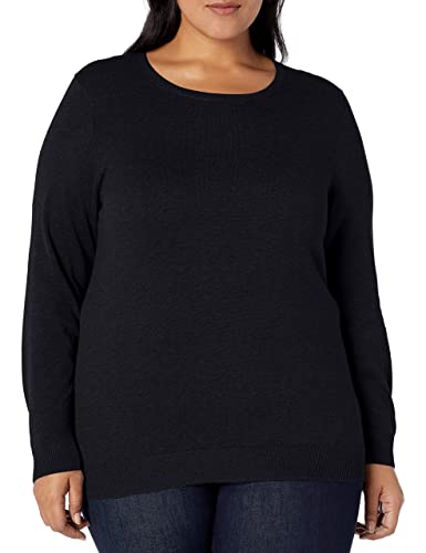 Amazon Essentials Women's Long-Sleeve Lightweight Crewneck Sweater (Available in Plus Size), Black, 3X thumbnail