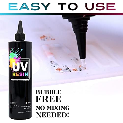 Counter Culture DIY Clear UV Resin, Quick Art Supplies for Coating & Casting, Great for Jewelry, Keychains - Epoxy Glue Cures Hard, No Sticky Residue thumbnail