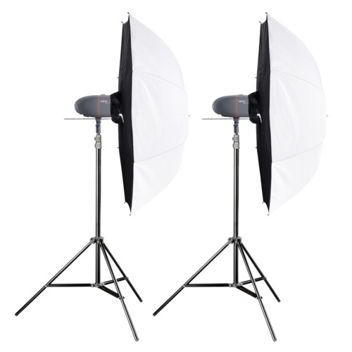 Mantona Walimex Pro Newcomer Studioset Mini 200 - Stroboskoplampen-Kit - 2 Köpfe X 1 Lampe - 200 Ws - AC (21320)