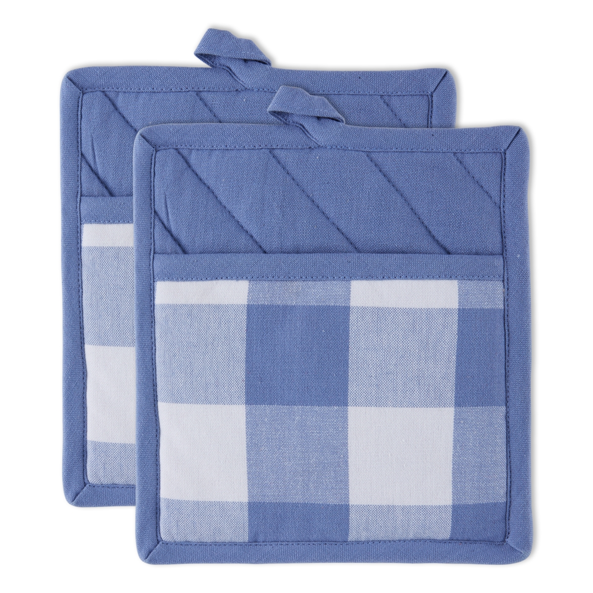 9 X 8 in. Stonewash Blue Buffalo Check Potholder - Set of 2