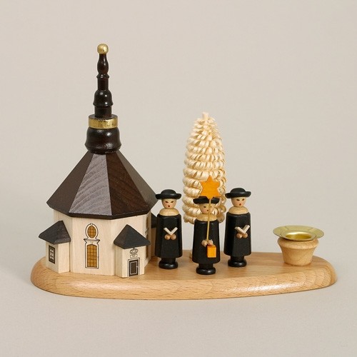 Kerzenhalter Kerzenständer Seiffener Kirche + Kurrende Erzgebirge NEU OVP 2723