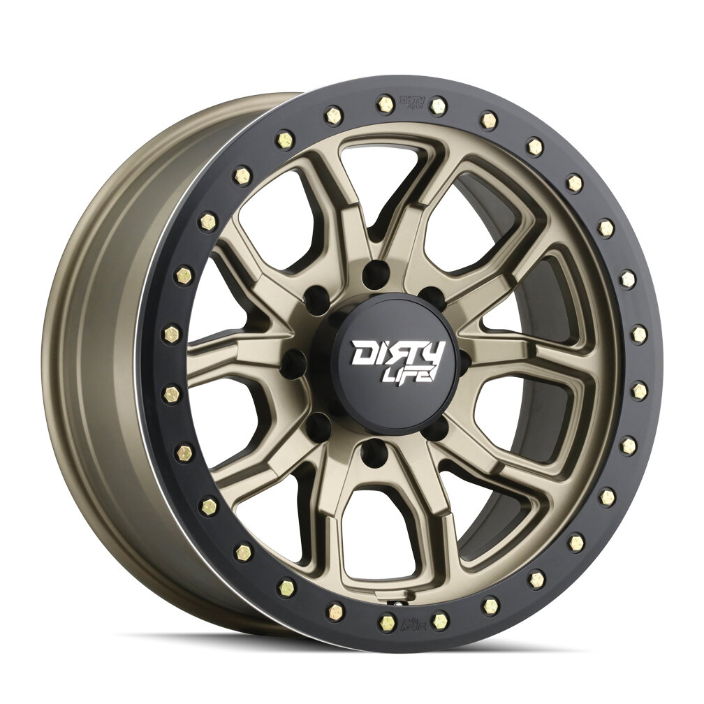 17 X 9 in. 5 X 114.3 Bolt Pattern -12 Mm Offset 72.6 Mm Hub 9303 DT-1 Beadlock Satin Gold Wheel