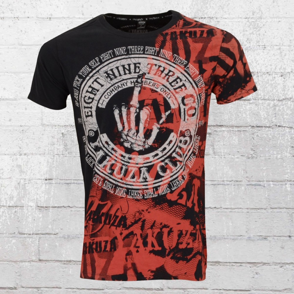 Yakuza T-Shirt Männer Yakuza Club Shirt TSB 9021 Schwarz - Schmal Und Figurbetont Geschnitten