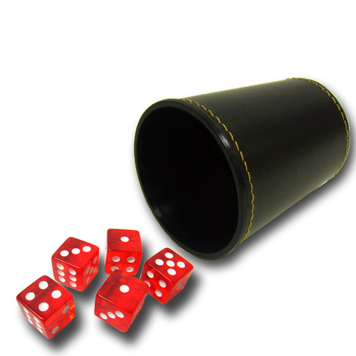 ACC-0036 5 Red 16mm Dice with Synthetic Leather Cup