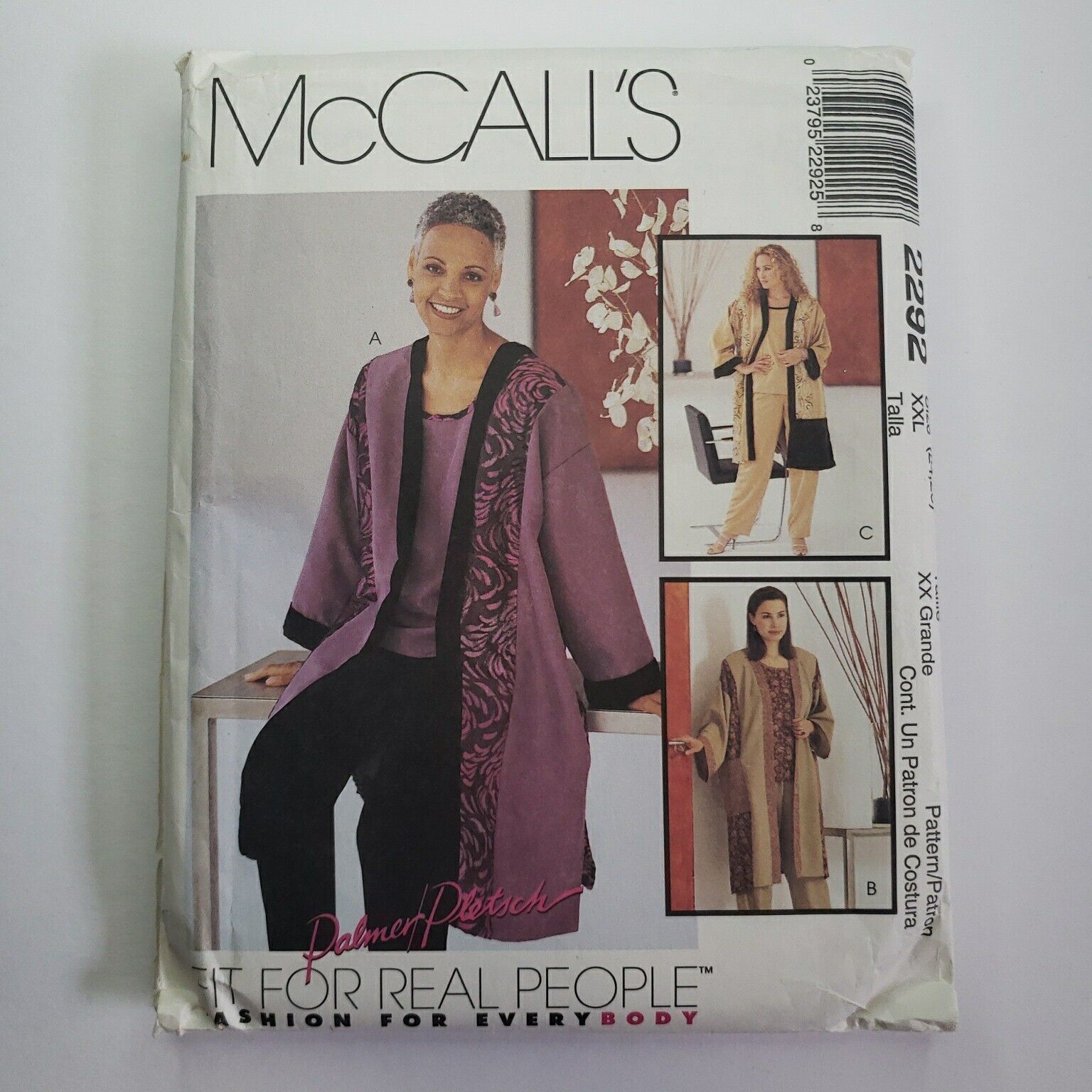 McCalls 2292 Women Long Jacket Cover-up Top Pull-on Pants Pattern Sz 24-26 Uncut