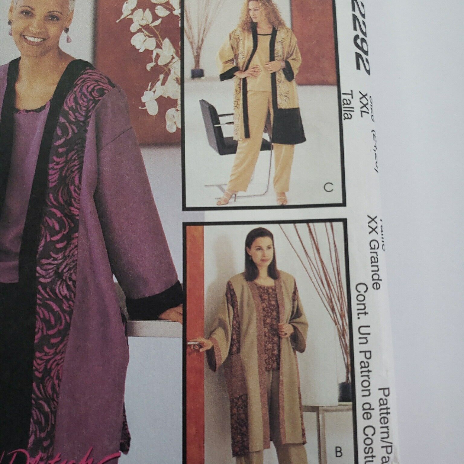 McCalls 2292 Women Long Jacket Cover-up Top Pull-on Pants Pattern Sz 24-26 Uncut thumbnail