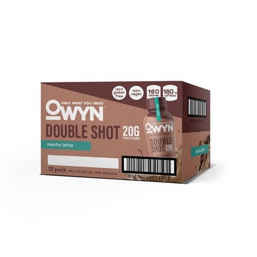 OWYN Double Shot Non Dairy Protein Coffee Shakes Mocha Latte 12 Fl Oz Each / Pack of 12