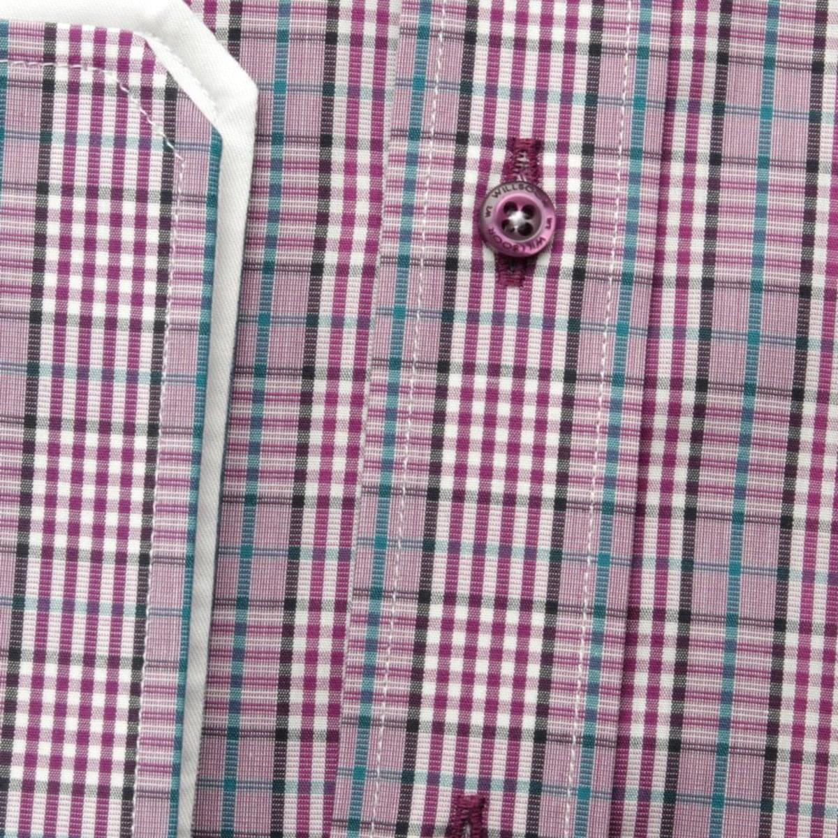 Pánská Slim Fit Košile  7668 Ve Fialové Barvě S Kostkou XL (43/44) thumbnail