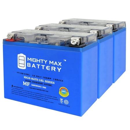 YT12B-4GEL 12V 10Ah GEL Replacement Battery Compatible with Kawasaki 26012-0036 - 3PK