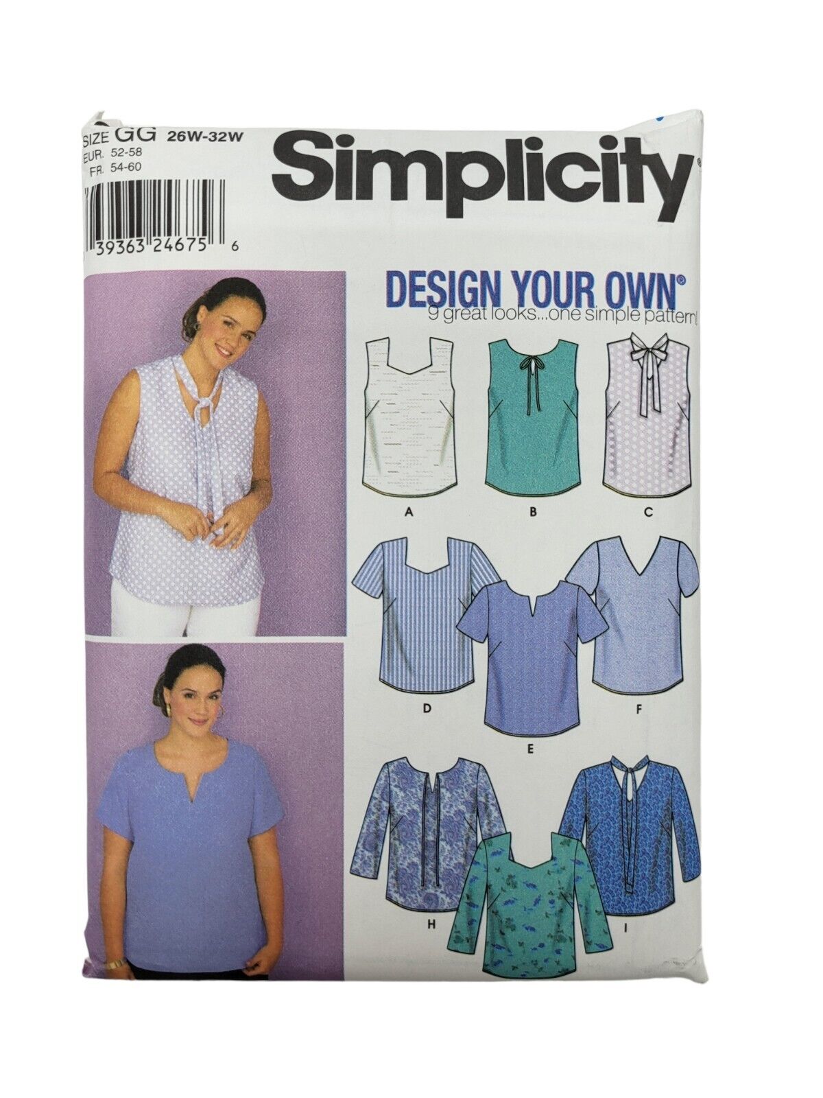 Simplicity 9585 Size GG 26W-32W Design Your Own 9 Great Looks