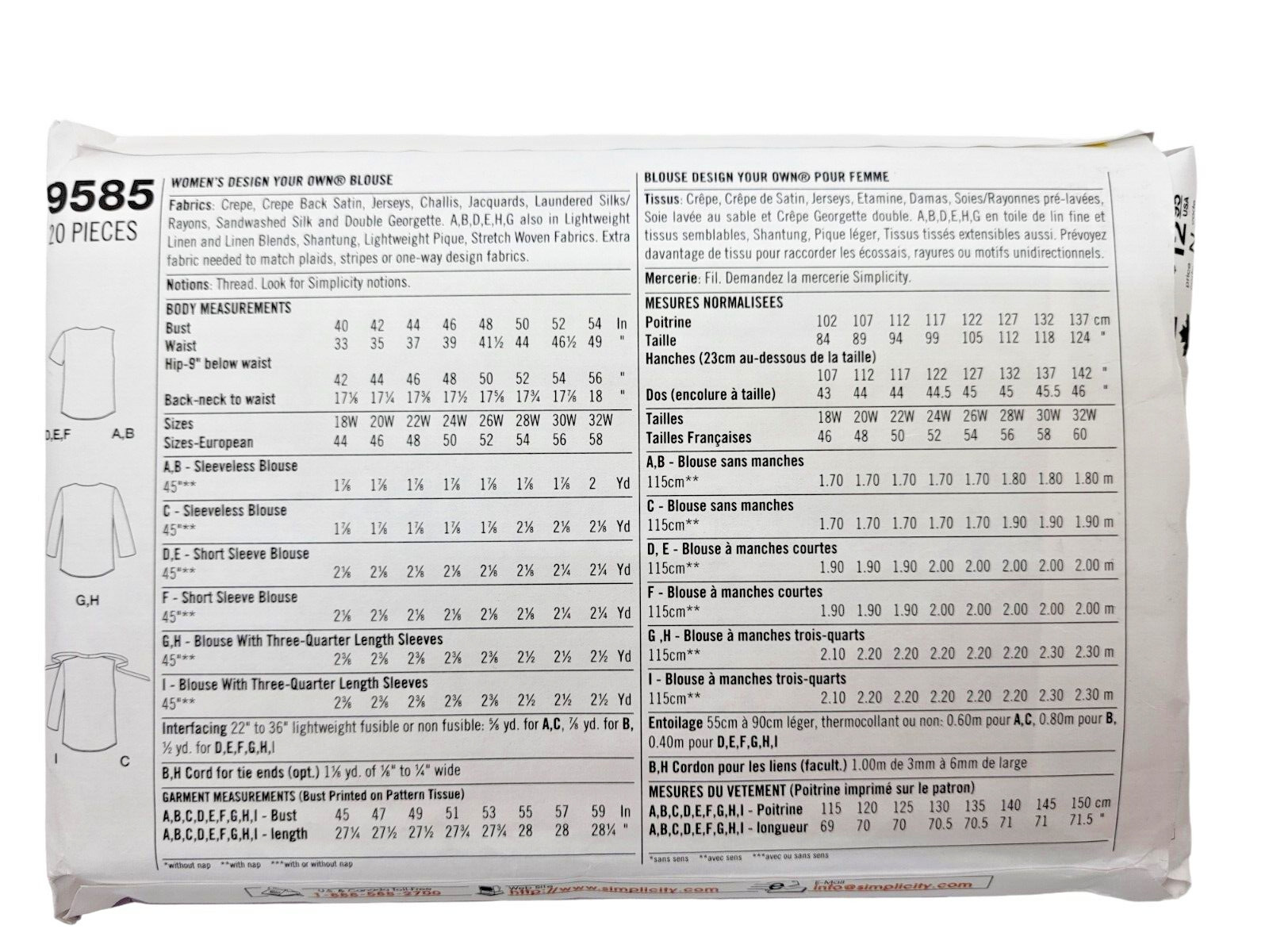 Simplicity 9585 Size GG 26W-32W Design Your Own 9 Great Looks thumbnail