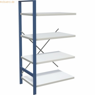 Magazin-Regal Status Regalfeld BxHxT 180x100x60cm 4 Böden Lichtgrau/blau