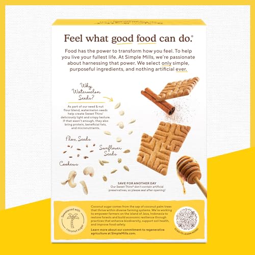 Simple Mills Honey Cinnamon Seed & Nut Flour Sweet Thins, Paleo Friendly & Delicious Sweet Thin Cookies, Good for Snacks, Nutrient Dense, 4.25 Oz, 3 C thumbnail