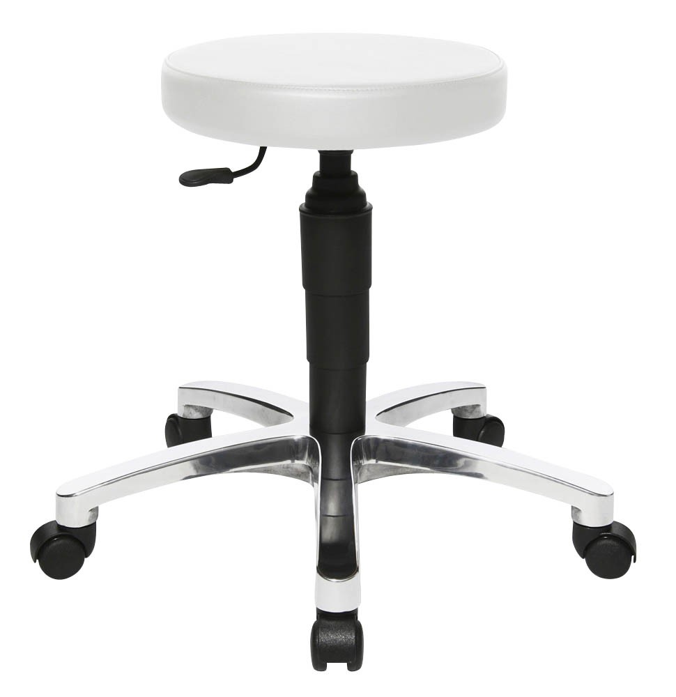 Topstar Drehhocker TEC 177,80cm (70), Chrom, Kunstleder Weiß Extra Dick Gepolsterter Sitz in Kunstleder, Formschönes / - 1 Stück (72279 D16)
