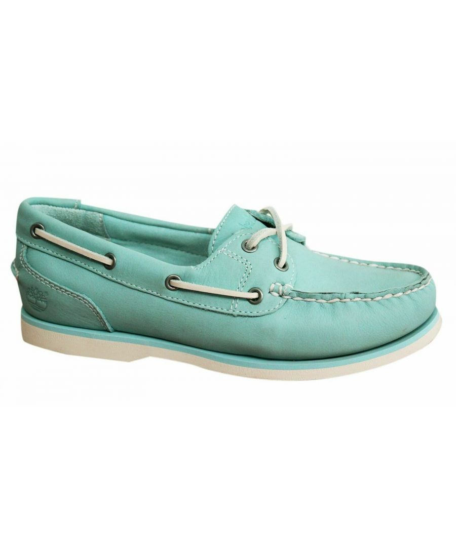 Timberland EK Amherst 2 Eye Light Blue Leather Womens Boat Shoes 8339B B27C Leather (archived) - Size UK 4.5