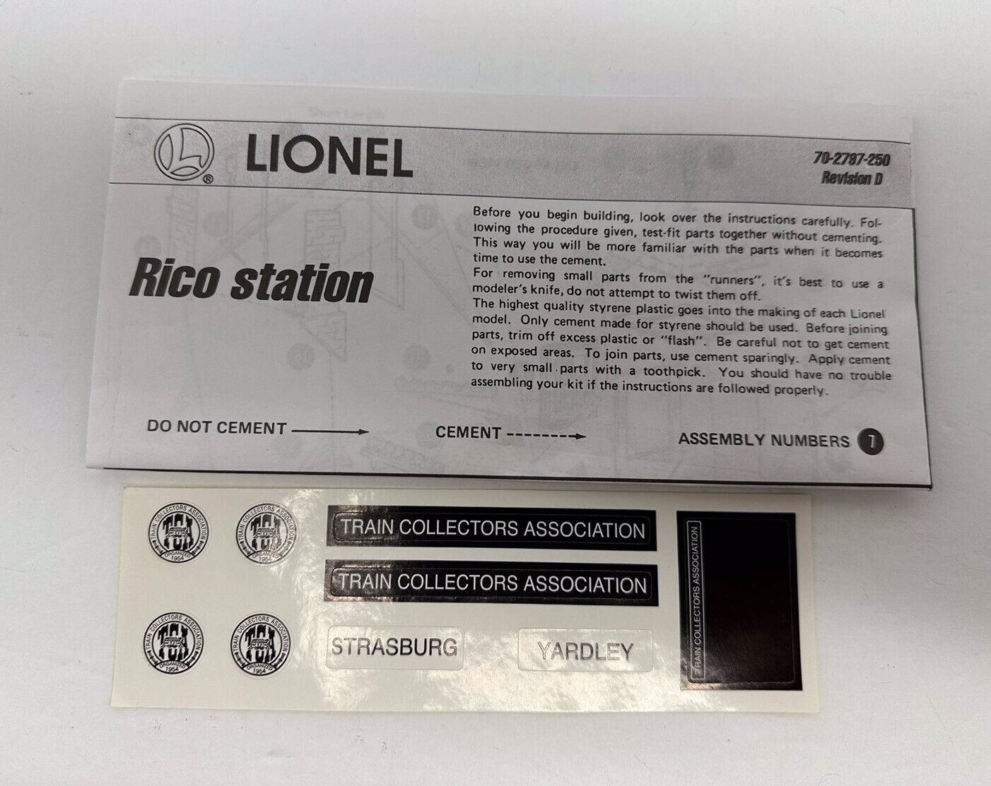 Lionel O #17579 TCA Rico Station Kit #6-52210 thumbnail