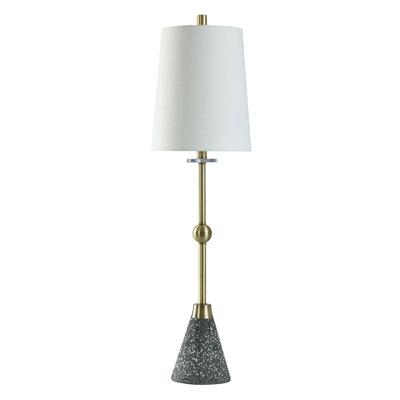 Willa Arlo    Interiors Wyman Concrete Table Lamp Concrete/Fabric in Gray/Red/White, Size 36.25 H X 5.9 W X 5.9 D in | Wayfair