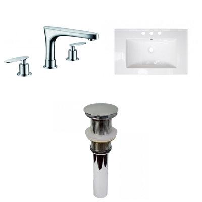 Plumbing N Parts Ceramic Rectangular Drop-in Bathroom Sink W/ Faucet & Overflow in White, Size 7.0 H X 24.25 D in | Wayfair PNP-32556