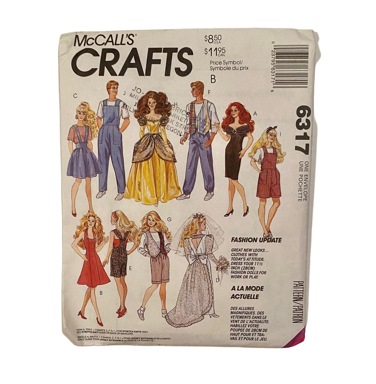 McCalls Fashion Doll Clothes Sewing Pattern New UNCUT Boys Girls 6317 11.5