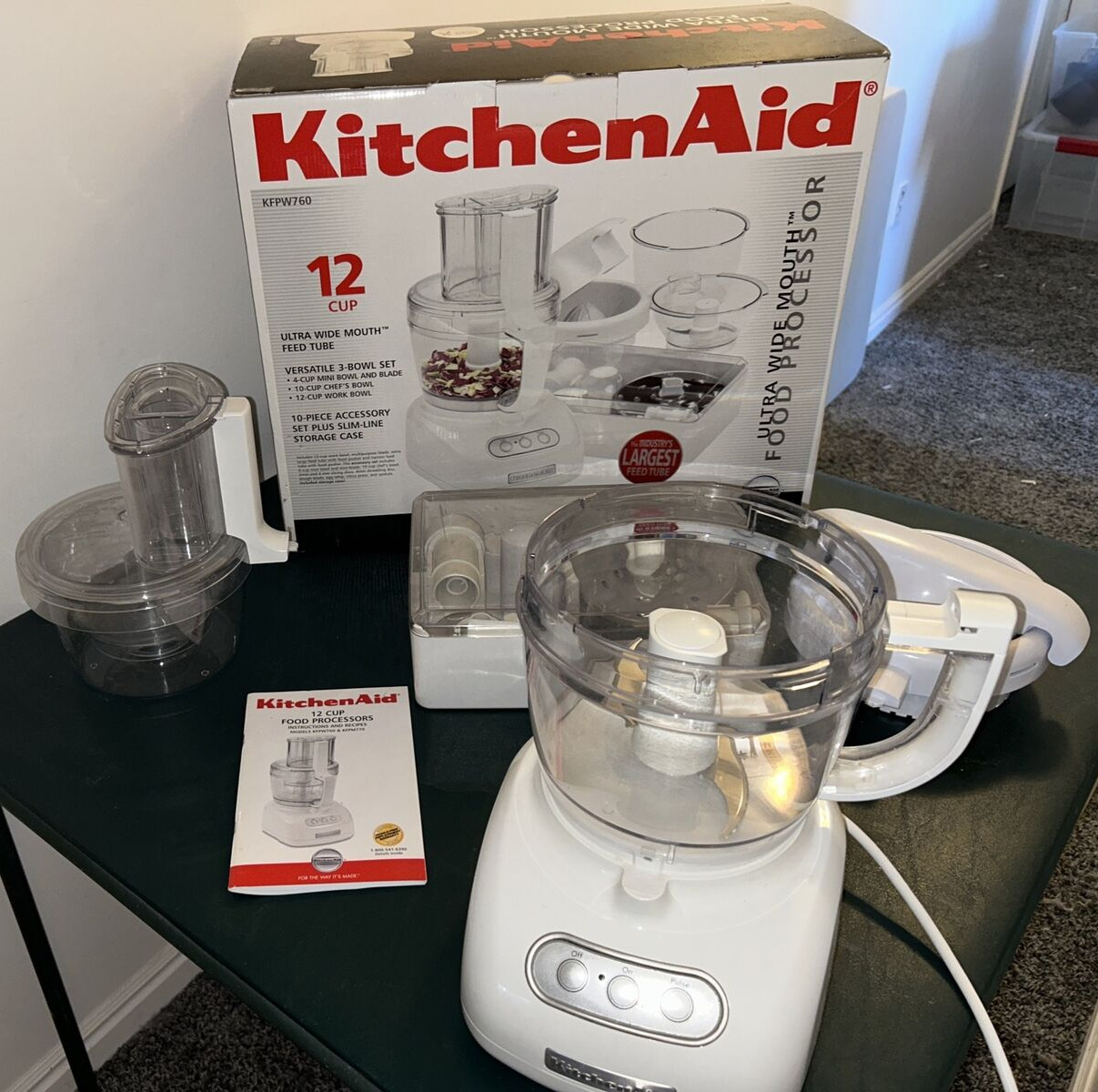KitchenAid Food Processor Juicer Accessories 12-Cup & 4-Cup Bowls KFPW760 White thumbnail