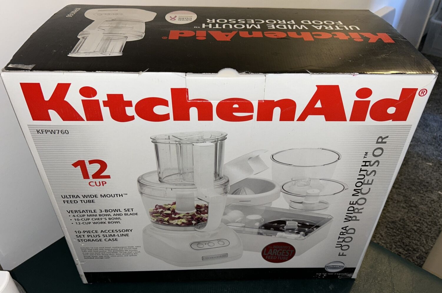 KitchenAid Food Processor Juicer Accessories 12-Cup & 4-Cup Bowls KFPW760 White thumbnail