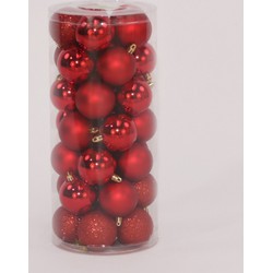 35 Onbreekbare Kerstballen in Koker Diameter 6 Cm Rood Classic - Oosterik Home