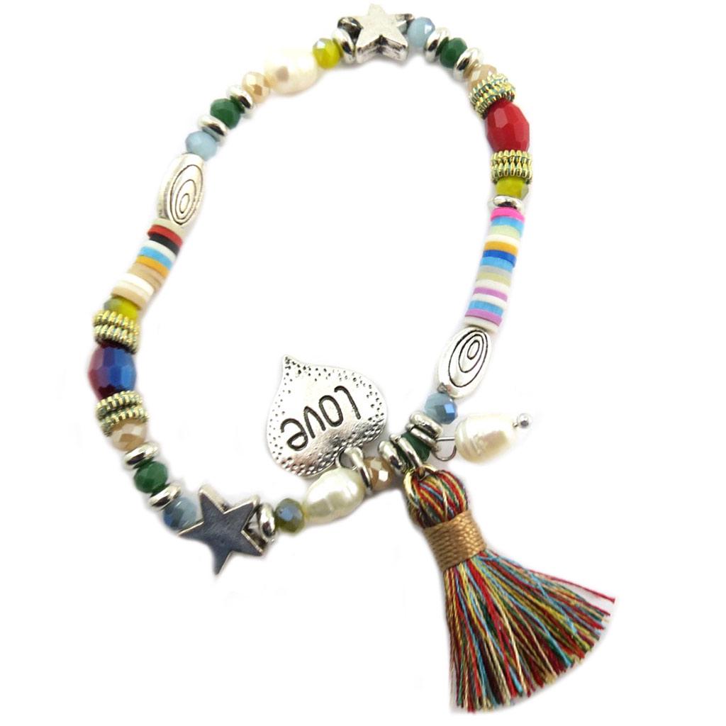 Les Trésors De Lily [P7668] - Multicolored 'Lilipoupettes' Designer Bracelet (love) - 15x15 Mm
