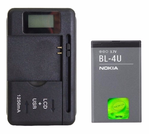 New Battery BL-4U + Universal LED Charger for Nokia 5330 5730 6212 6216 8800