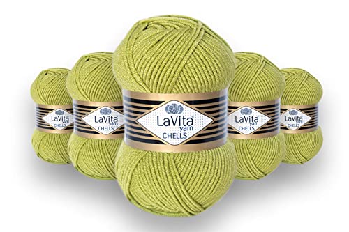 LaVita Yarn CHELLS Hand Knitting Yarn, 5-Pieces Pack, 100% Acrylic, 1 Ball 100 Gr, 170 Mt (9657)