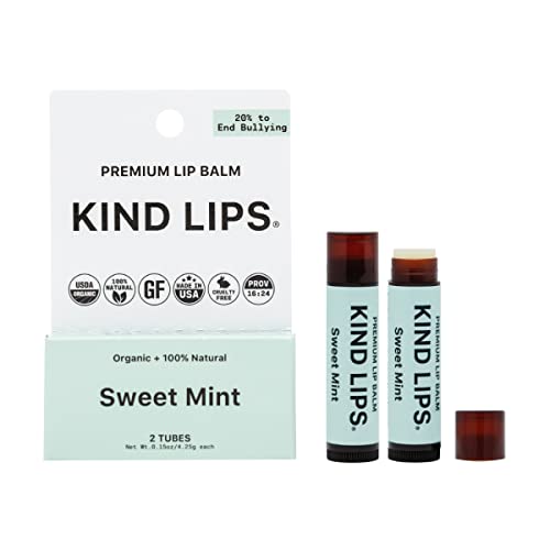 Kind Lips Lip Balm, Nourishing Soothing Lip Moisturizer for Dry Cracked Chapped Lips, Made in Usa with 100% Natural USDA Organic Ingredients, Sweet Mi