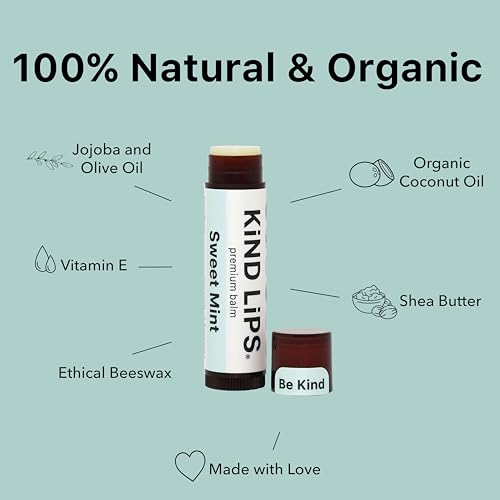 Kind Lips Lip Balm, Nourishing Soothing Lip Moisturizer for Dry Cracked Chapped Lips, Made in Usa with 100% Natural USDA Organic Ingredients, Sweet Mi thumbnail