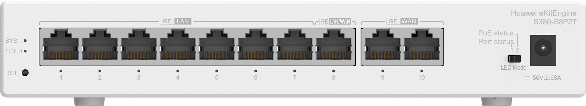 HUAWEI Huawei Gateway S380-S8P2T, 2*GE WAN, 8*GE LAN(PoE+, 124W) (98012180)