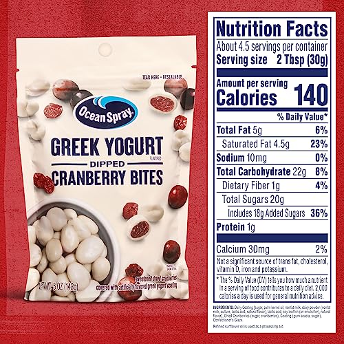 Ocean Spray Greek Yogurt Dipped Cranberry Bites, 5.0 Oz, Pack of 12 Bites thumbnail