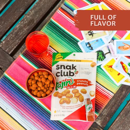 Snak Club Tajin Crunchy Peanuts, Mild Chili & Lime Flavor, Zesty Spicy Snacks, 10.5oz Resealable Bag (Pack of 6) thumbnail