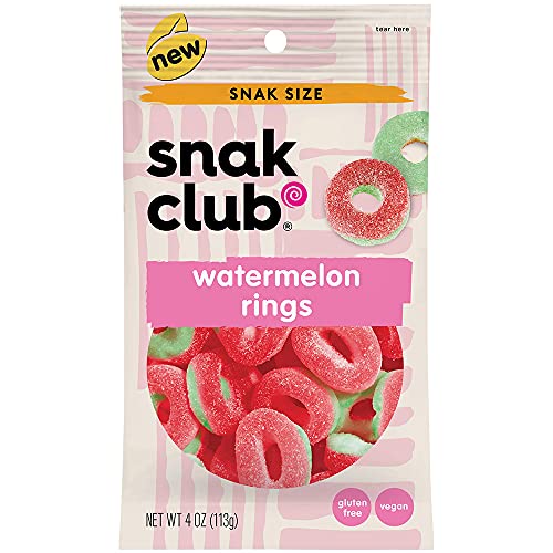 Snak Club Watermelon Rings, 4 Ounce Bag, Pack of 12