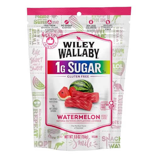 Wiley Wallaby, Wiley Wallaby Watermelon Low Sugar Licorice, 5.5 Oz (Case of 8)