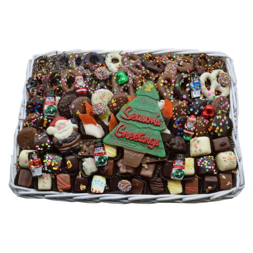 Merry Christmas Deluxe Hand-Made Chocolates Holiday Gift Basket - 9303