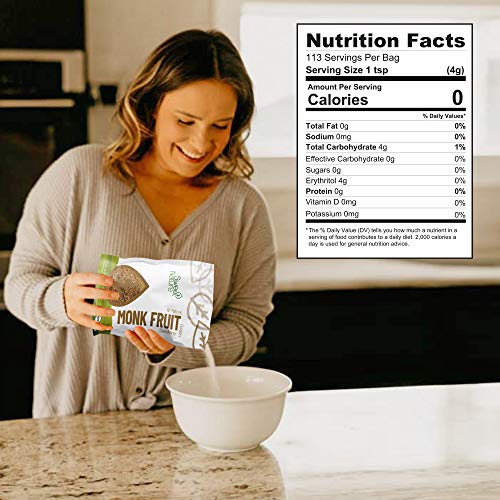Sweet Nature Monk Fruit Sweetener Non GMO Gluten Free Sugar Substitute Kosher 16 Ounces (1 LB) thumbnail