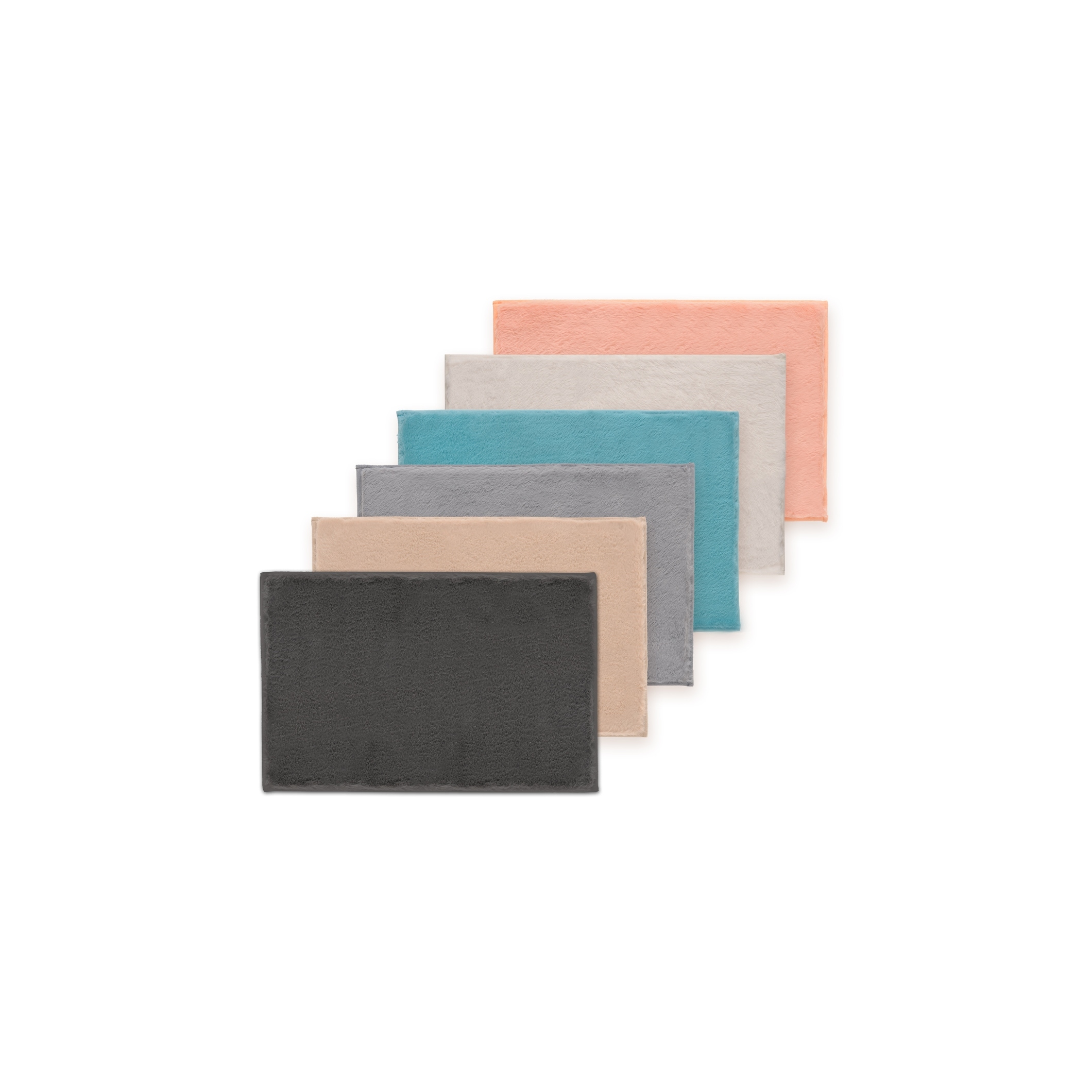 Bibb Home 5674 2 Piece Faux Fur Bath Mat Set Aqua